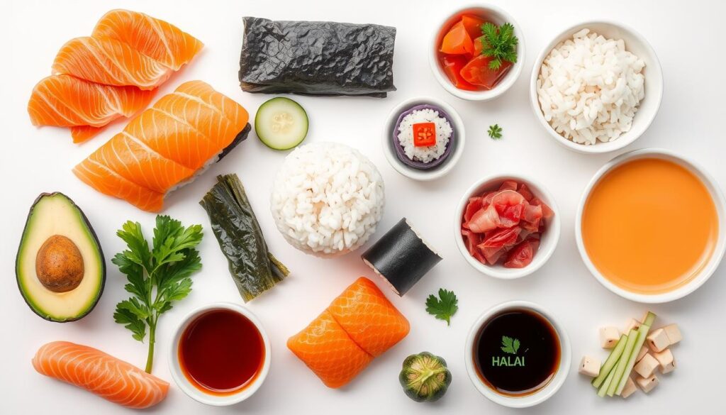 Sushi ingredients and halal status overview