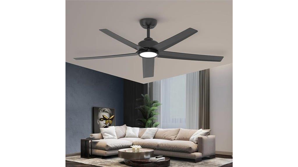 black ceiling fan with lights