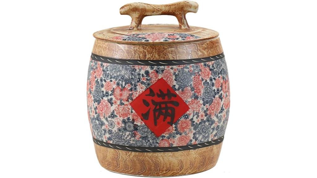 blue ceramic rice jar