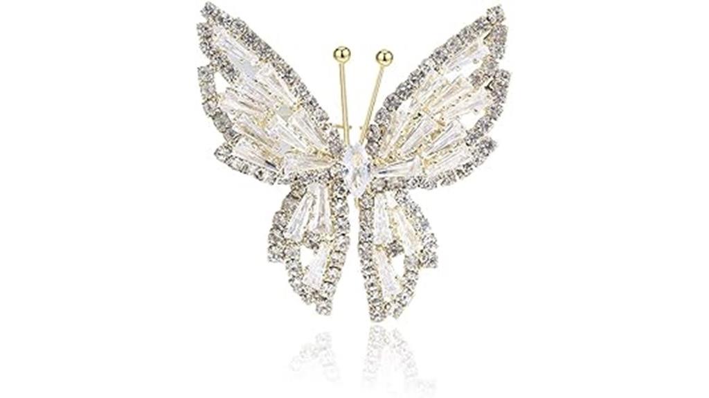 elegant crystal butterfly brooch