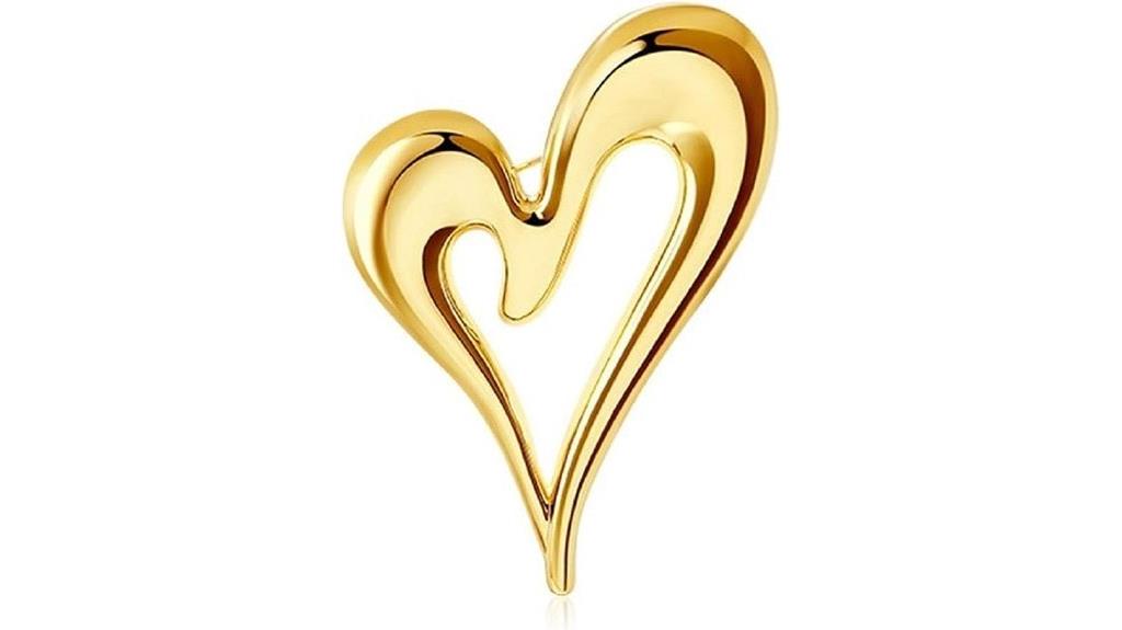 gold heart brooch pin