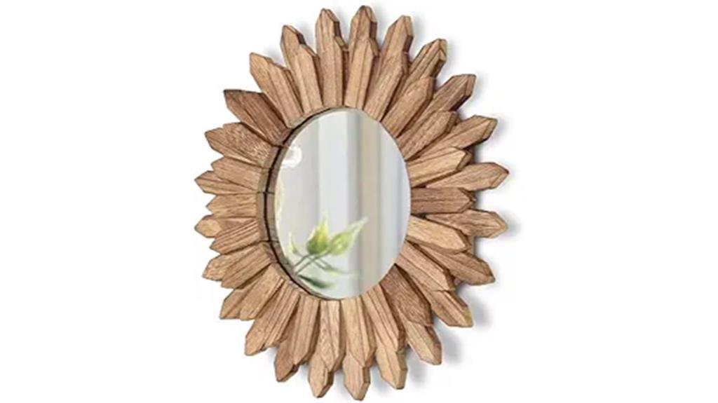 rustic wooden round mirror