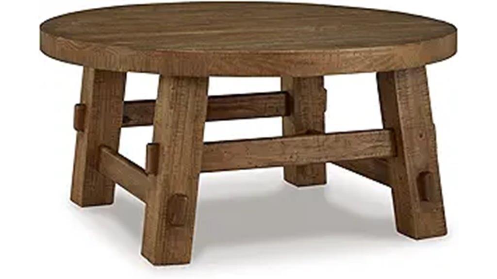 warm brown round coffee table