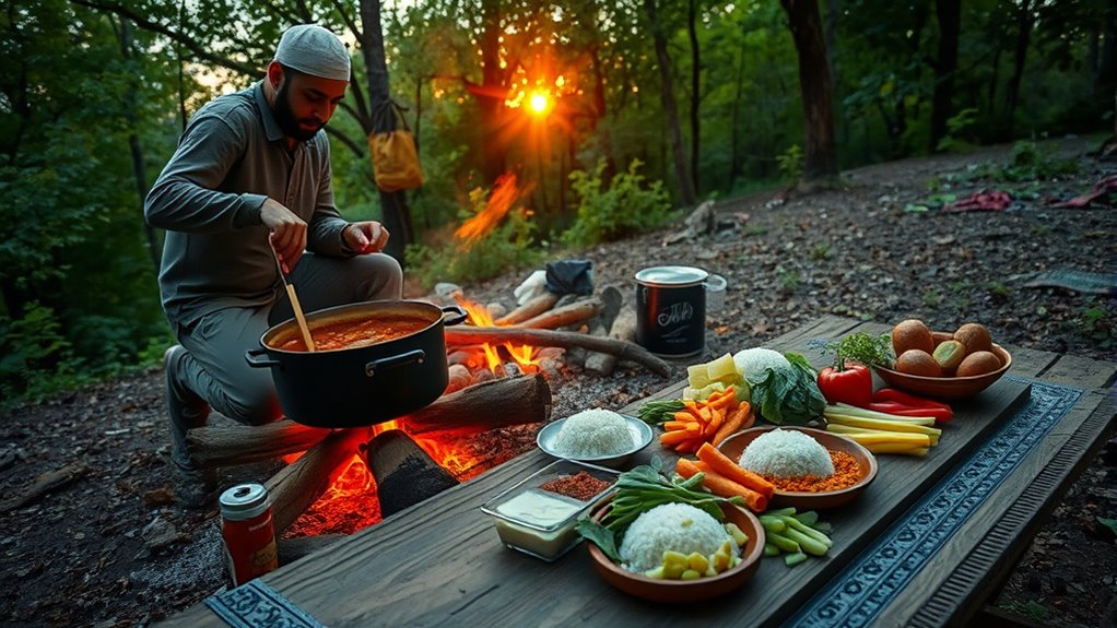 outdoor halal meal preparation