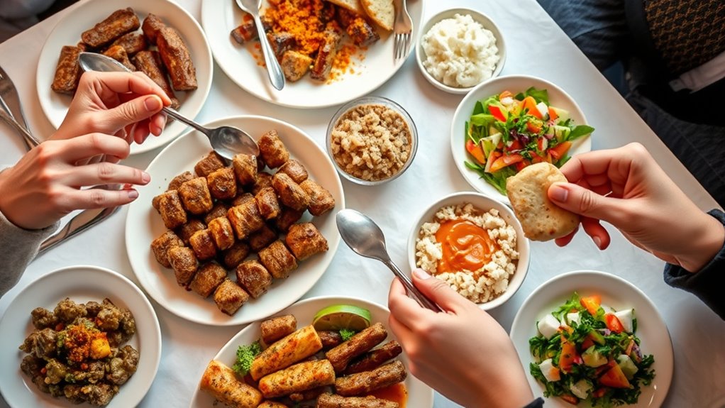 use shared serving utensils