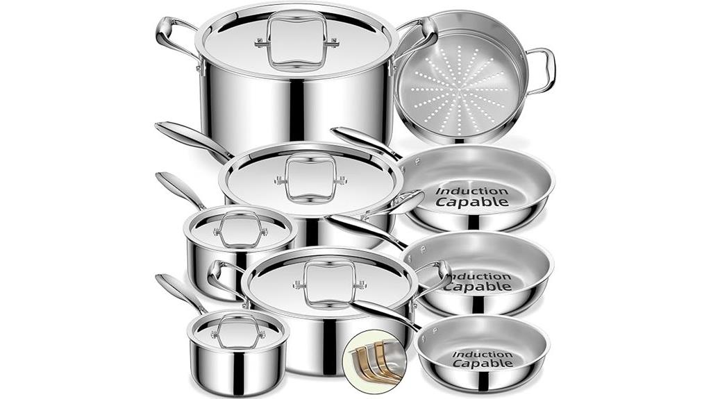 14 piece stainless cookware set