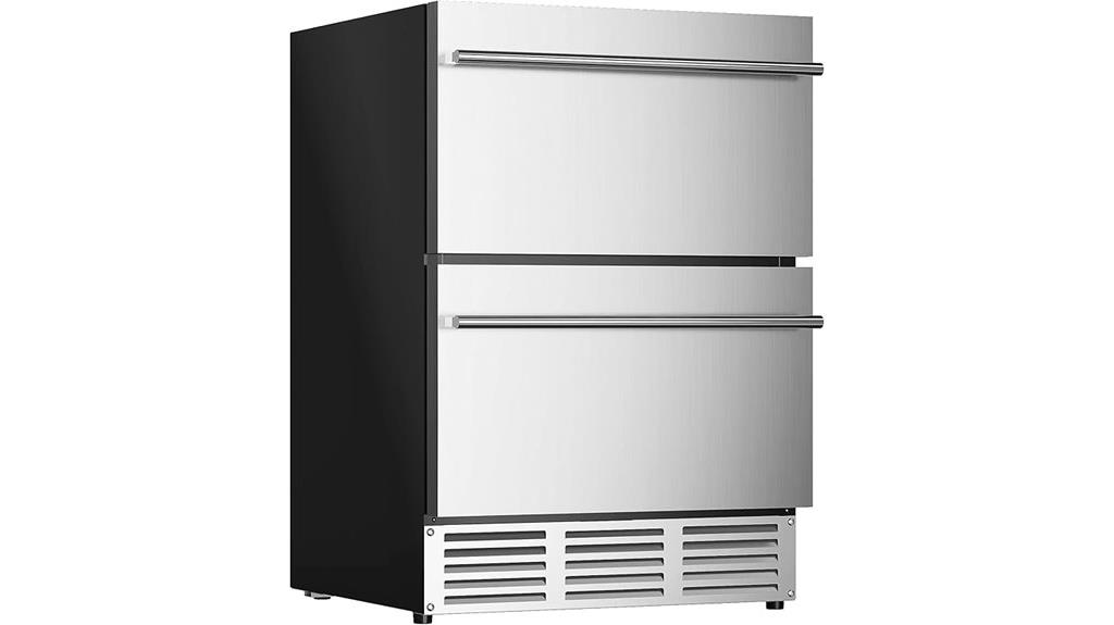 24 inch double drawer fridge