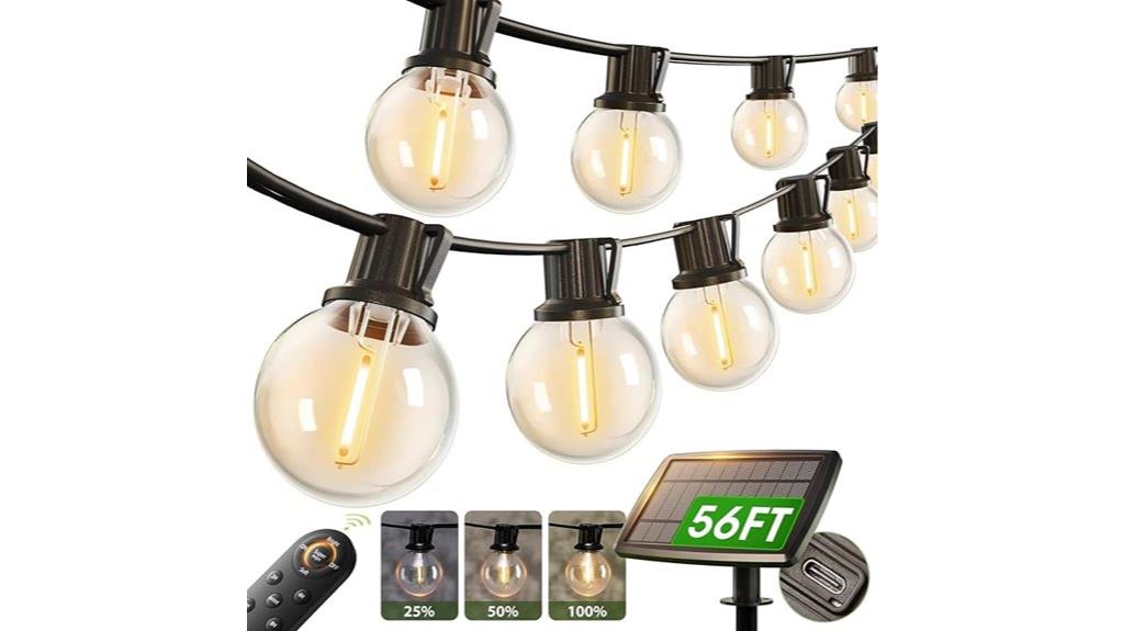 56 foot solar string lights