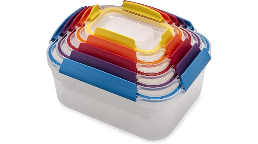 colorful nesting food containers