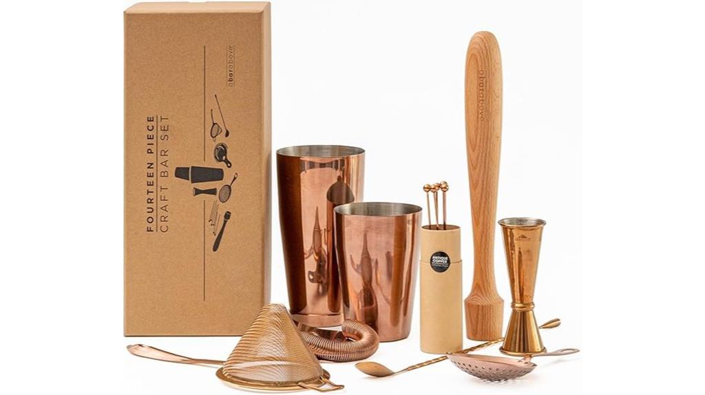complete 14 piece copper bartending set