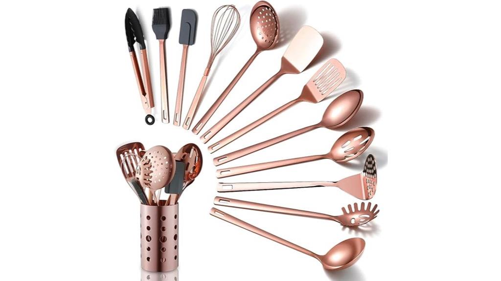 copper toned stainless steel utensils