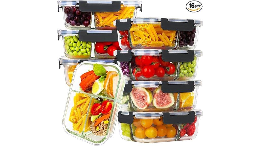 eight glass meal containers