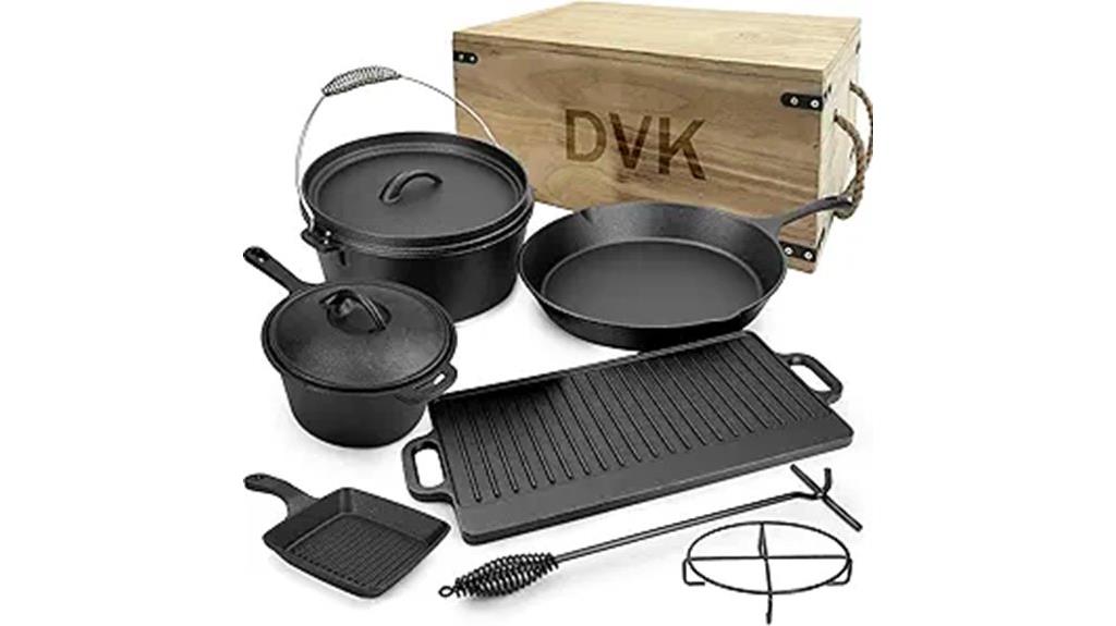 eight piece cast iron cookware
