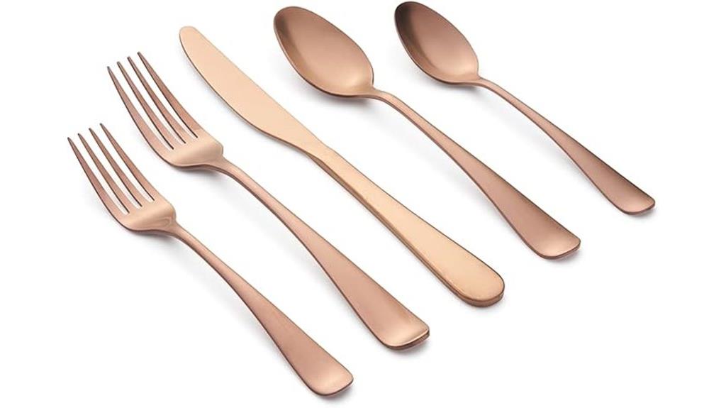 elegant copper satin flatware