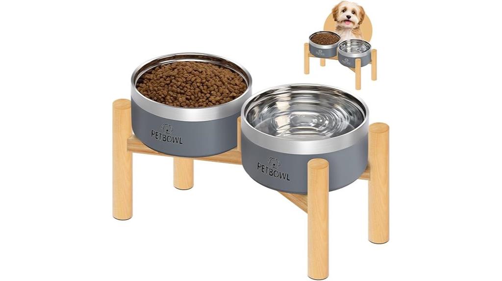 elevated wooden dog bowls