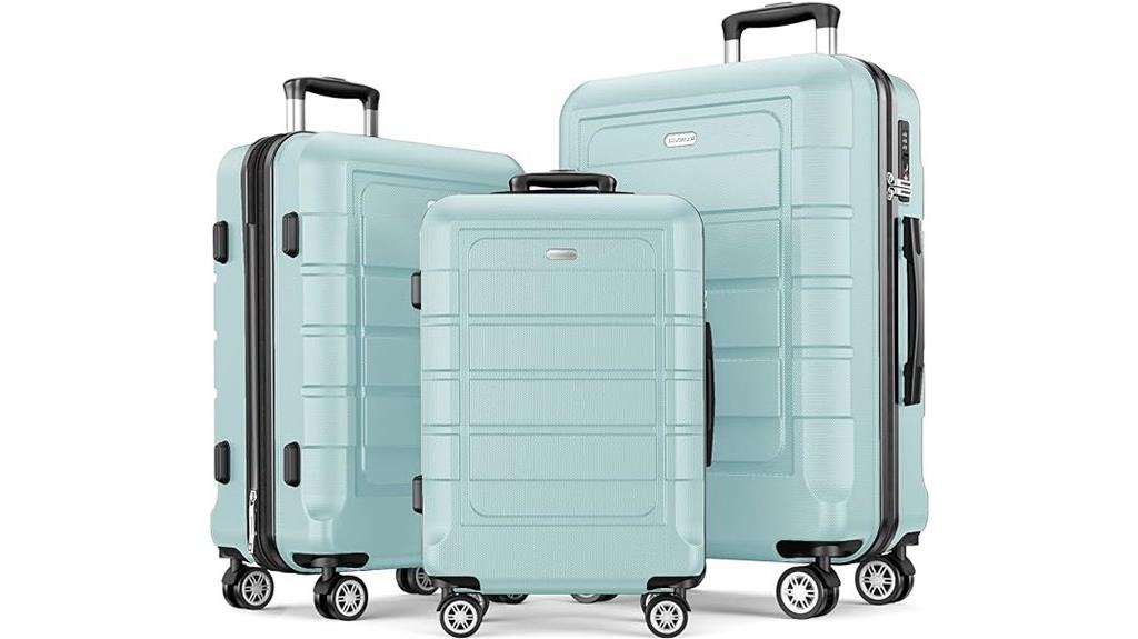 expandable tsa double wheel suitcase