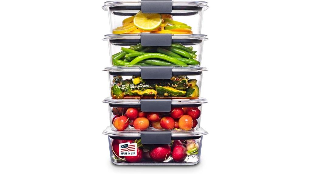 five durable clear containers