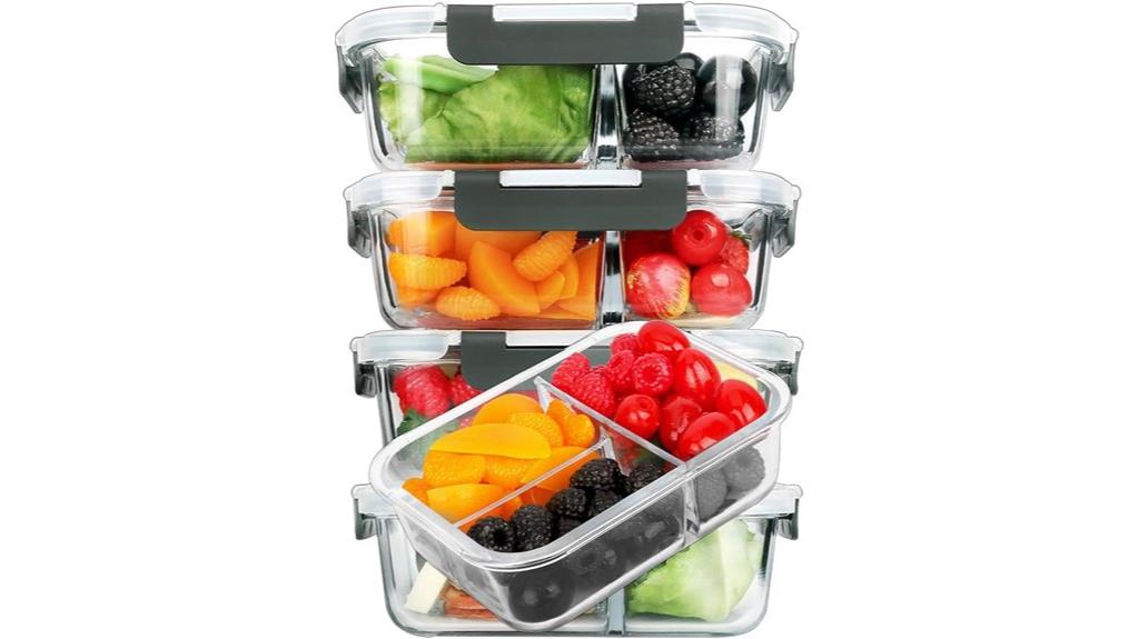 five glass meal containers