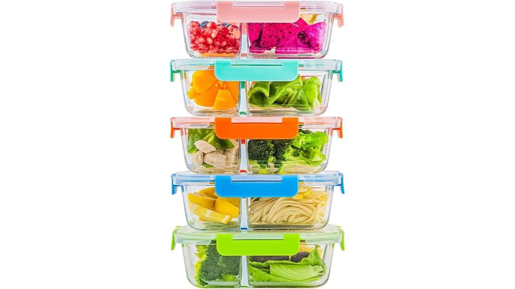 five glass meal containers
