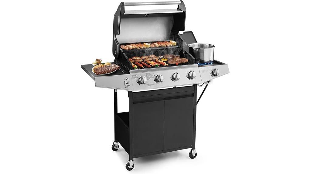 four burner grill with side
