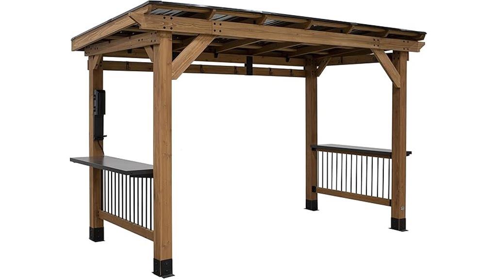 large cedar wood grill pavilion
