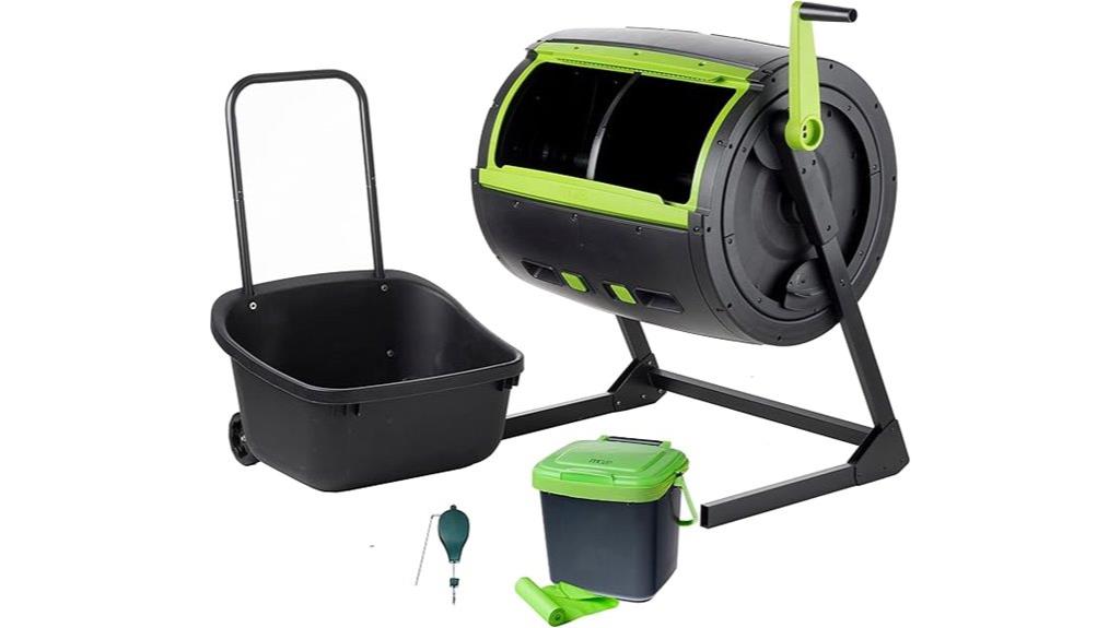 large dual compartment compost tumbler