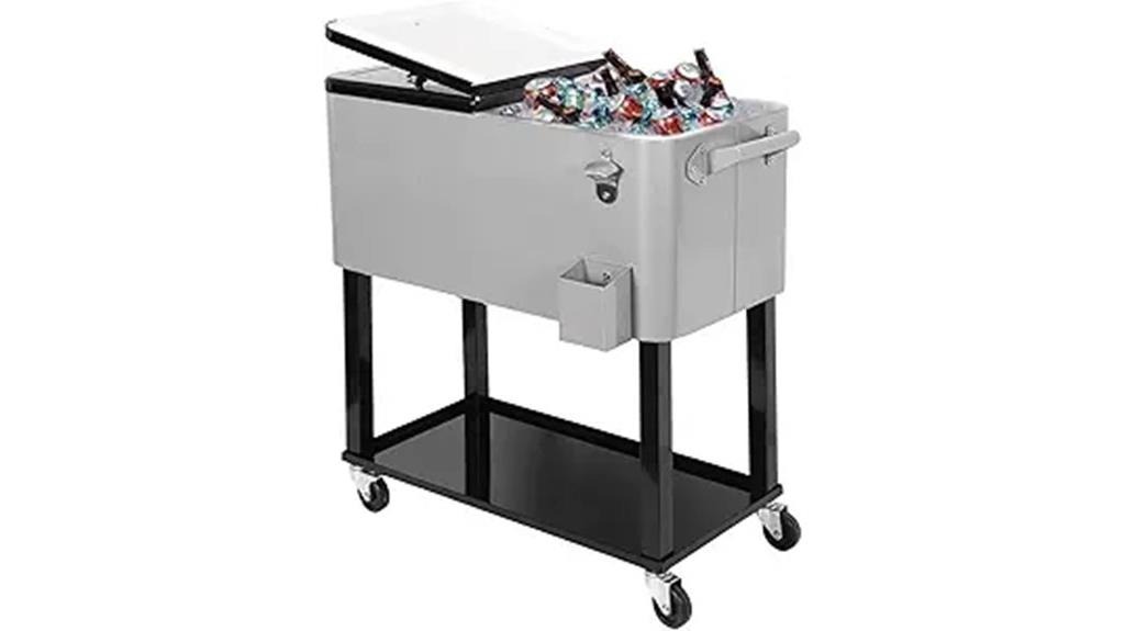 large grey portable cooler