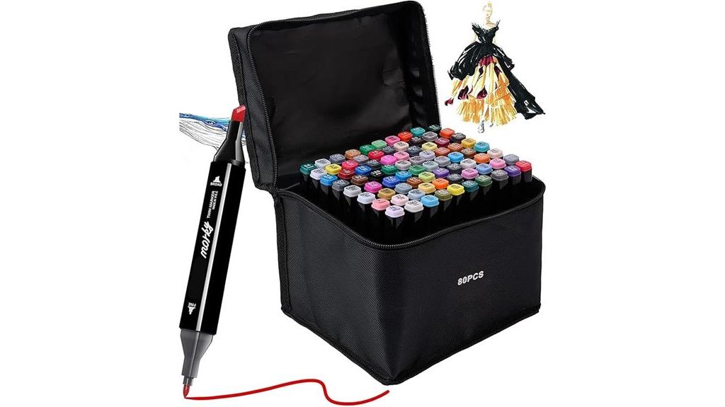 large set of colored markers