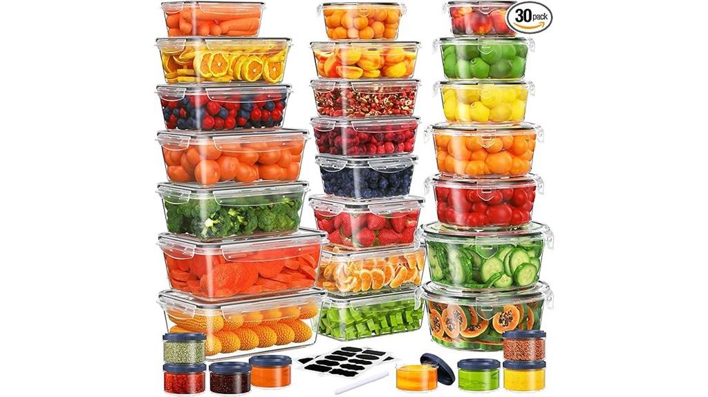 large set of containers