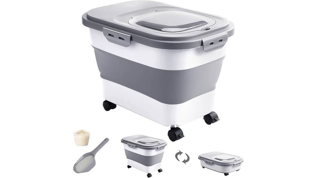 large wheeled airtight rice container