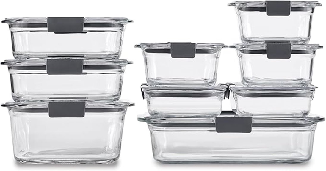 nine glass storage containers