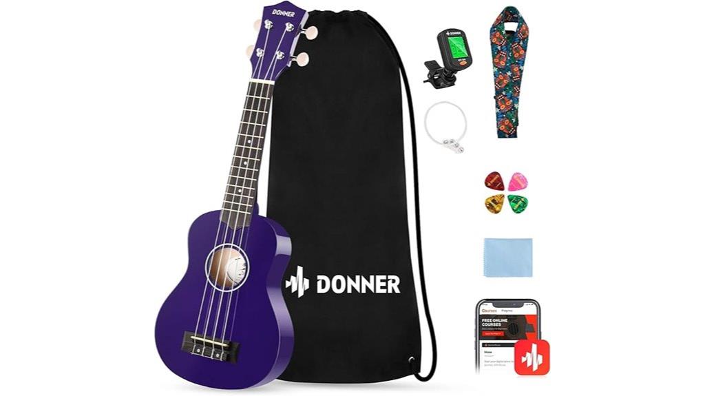 purple beginner soprano ukulele