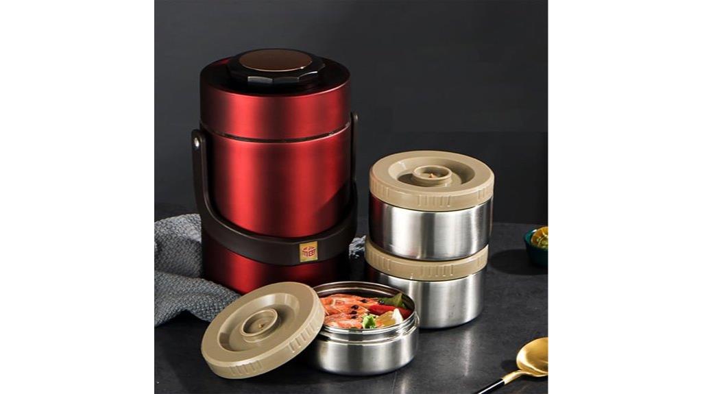 red 3 layer food jar