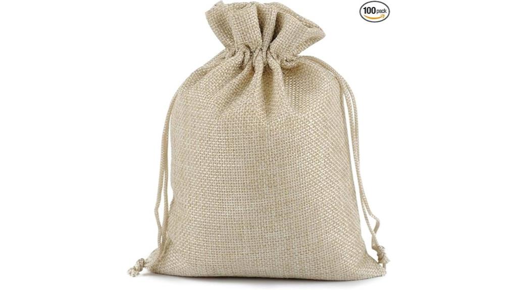 set of cream burlap bags