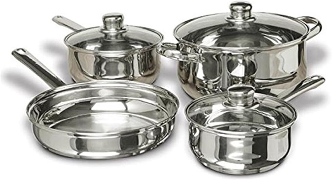 seven piece stainless cookware