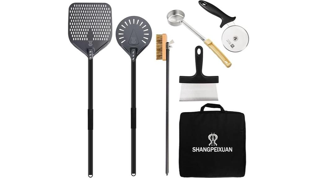 six anodized aluminum spatulas