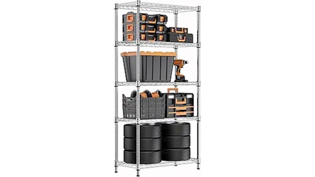 sturdy steel 5 tier shelving