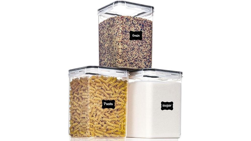 three large food containers