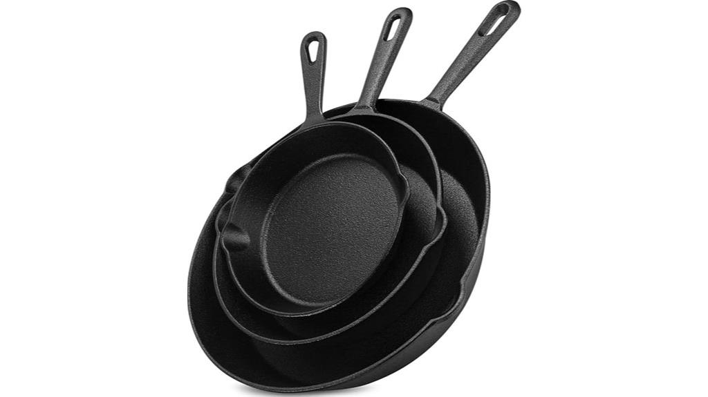 three piece cast iron skillet
