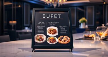 top buffet signage stands
