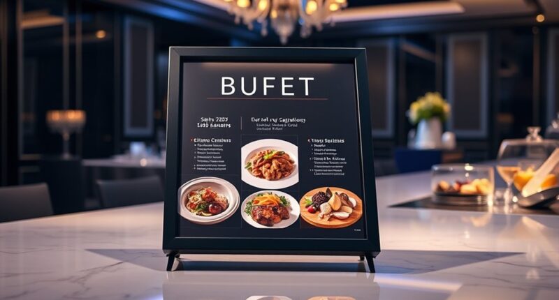 top buffet signage stands