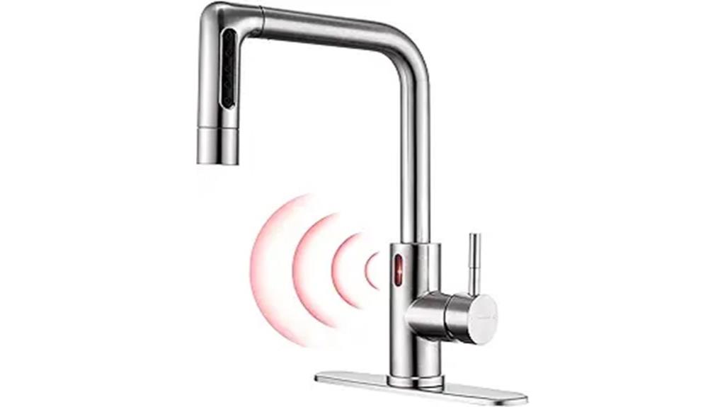 touchless kitchen faucet with pull down