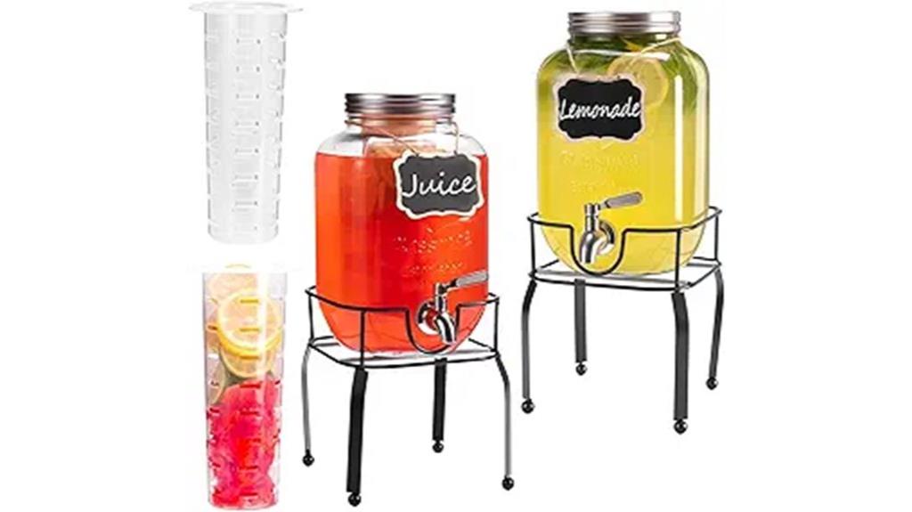 two 1 gallon glass dispensers