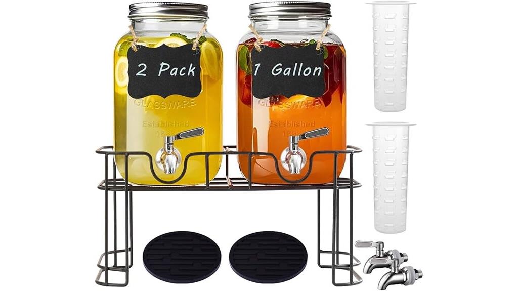 two 1 gallon glass dispensers