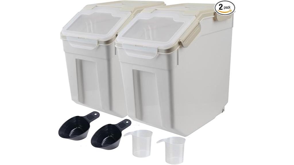 two 25lb flour bins