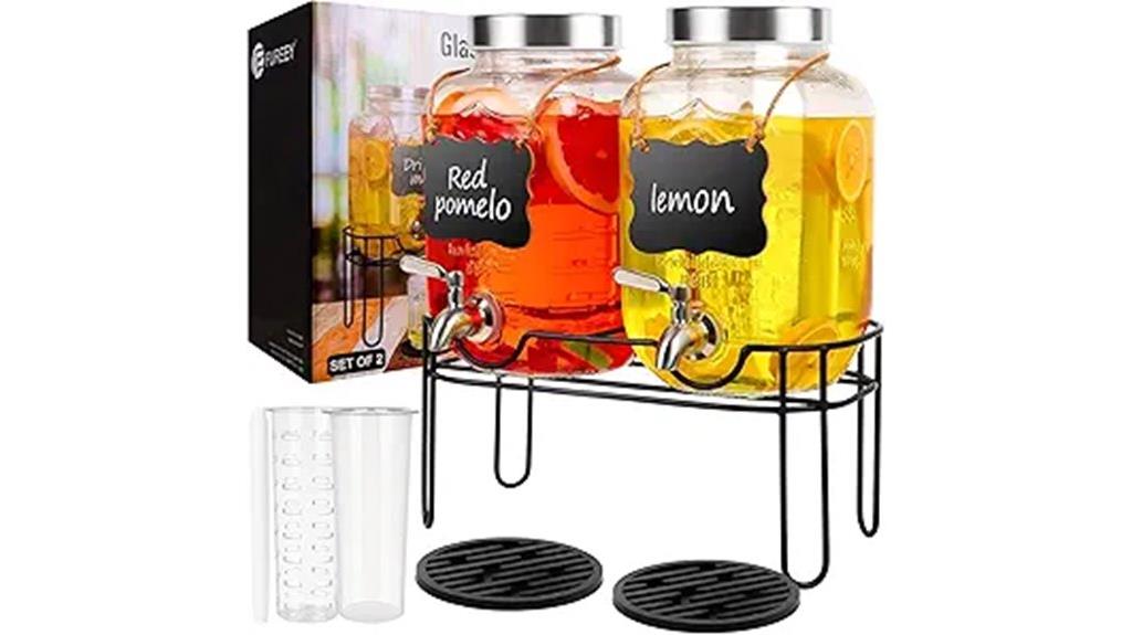 two glass drink dispensers