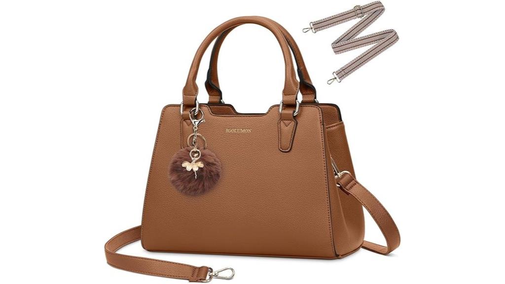 vegan leather handbag with pompom