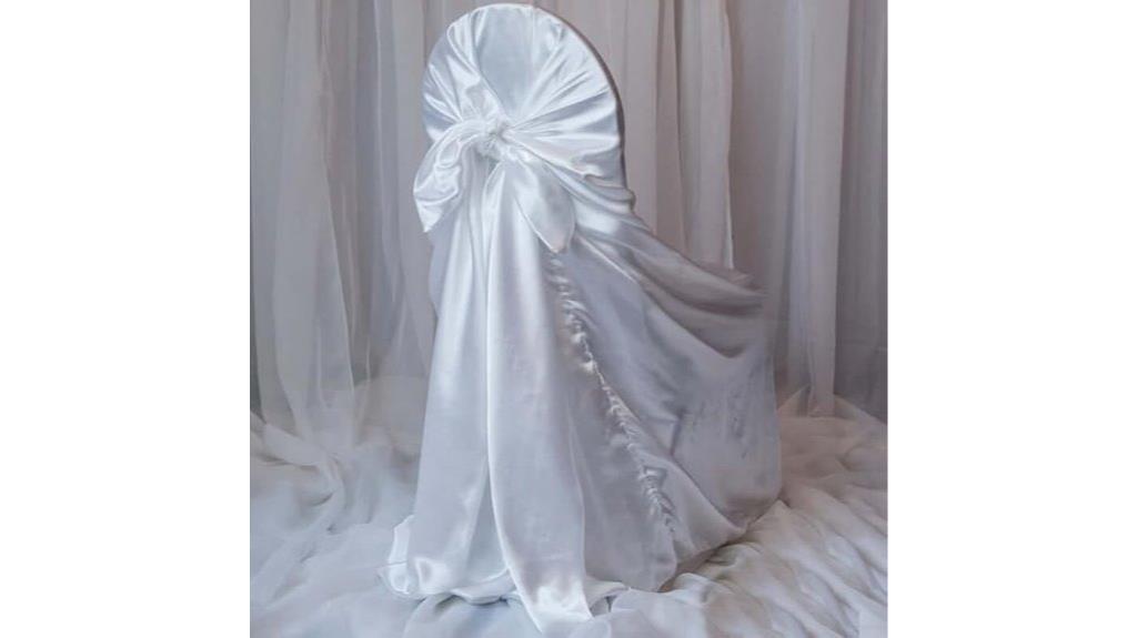 white satin chair covers