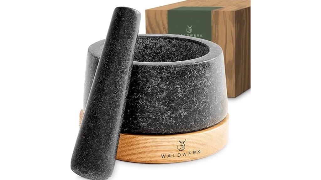 wooden mortar pestle set
