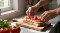 Panino Con Caprino, Pomodori E Prosciutto Crudo